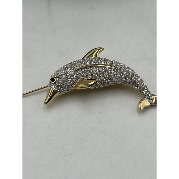 * SWAROVSKI Signed Vintage Clear Crystal Pave Dolphin Sea Pin/Brooch Retired - Picture 14 of 16